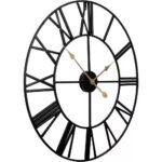 Large 24-Inch Black Metal Roman Numeral Wall Clock