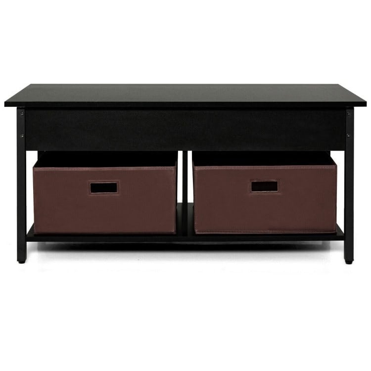 Lift-Top Black Coffee Table with Storage Drawers and Bins 2 Lift-Top Black Coffee Table with Storage Drawers and Bins - Image 2