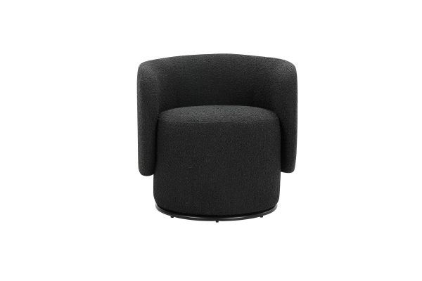 BIARRITZ Licorice Boucle Fabric Swivel Lounge Chair 1 2