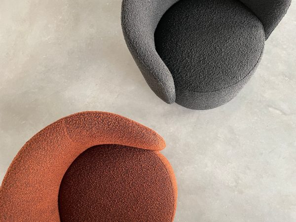 BIARRITZ Rust Boucle Swivel Lounge Chair 4 2