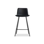 BILLY Black Leatherette Counter Stool, Black Steel Base