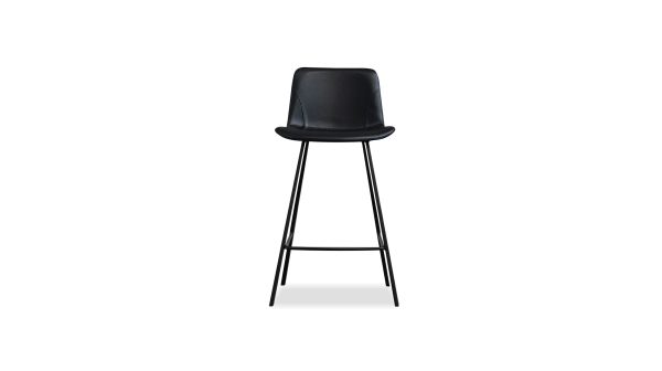 BILLY Black Leatherette Counter Stool Black Steel Base 1 2
