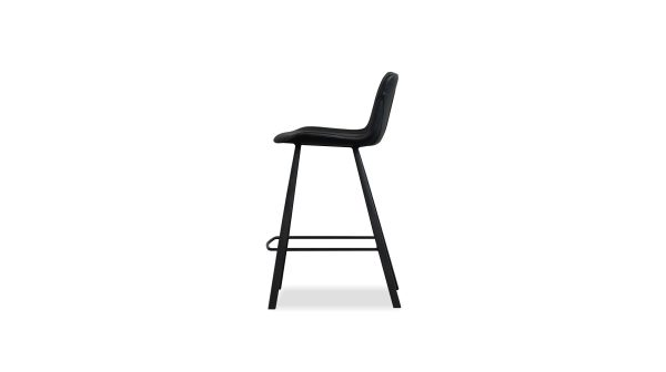 BILLY Black Leatherette Counter Stool Black Steel Base 2 2