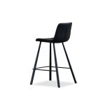 BILLY Black Leatherette Counter Stool, Black Steel Base
