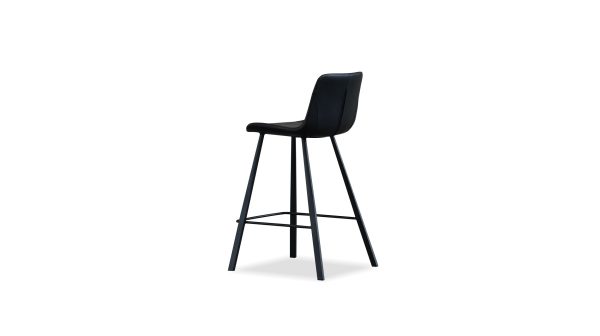 BILLY Black Leatherette Counter Stool Black Steel Base 3 2
