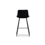 BILLY Black Leatherette Counter Stool, Black Steel Base