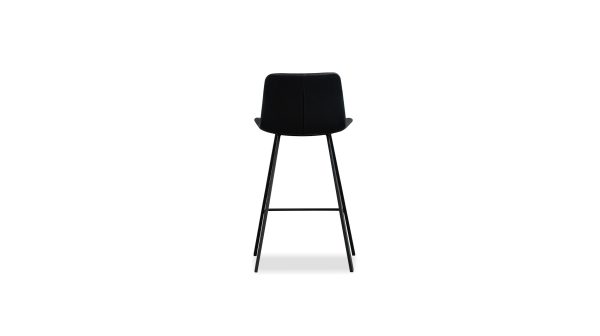 BILLY Black Leatherette Counter Stool Black Steel Base 4 2