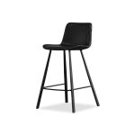 BILLY Black Leatherette Counter Stool, Black Steel Base