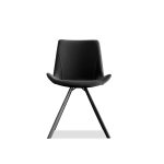 BILLY Black Leatherette Dining Chair Black Steel Base