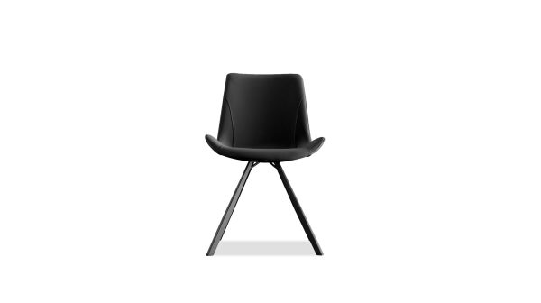 BILLY Black Leatherette Dining Chair Black Steel Base 1 2