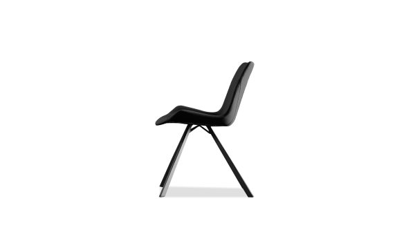 BILLY Black Leatherette Dining Chair Black Steel Base 2 2