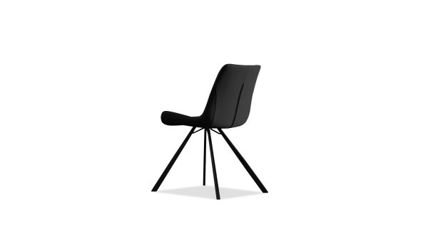 BILLY Black Leatherette Dining Chair Black Steel Base 3 2