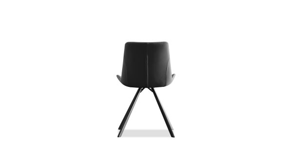 BILLY Black Leatherette Dining Chair Black Steel Base 4 2