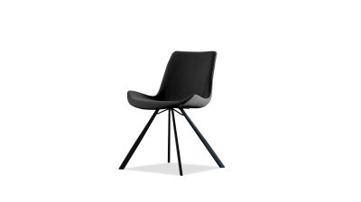 BILLY Black Leatherette Dining Chair Black Steel Base