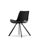 BILLY Black Leatherette Dining Chair Black Steel Base