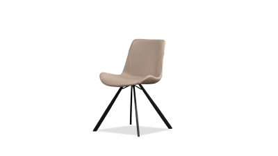 BILLY Dining Chair Mushroom Leatherette Black Steel