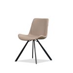 BILLY Dining Chair Mushroom Leatherette Black Steel
