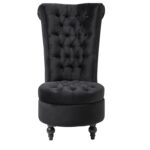 Black Tufted High Back Velvet Upholstered Accent Chair 6 Black Tufted High Back Velvet Upholstered Accent Chair