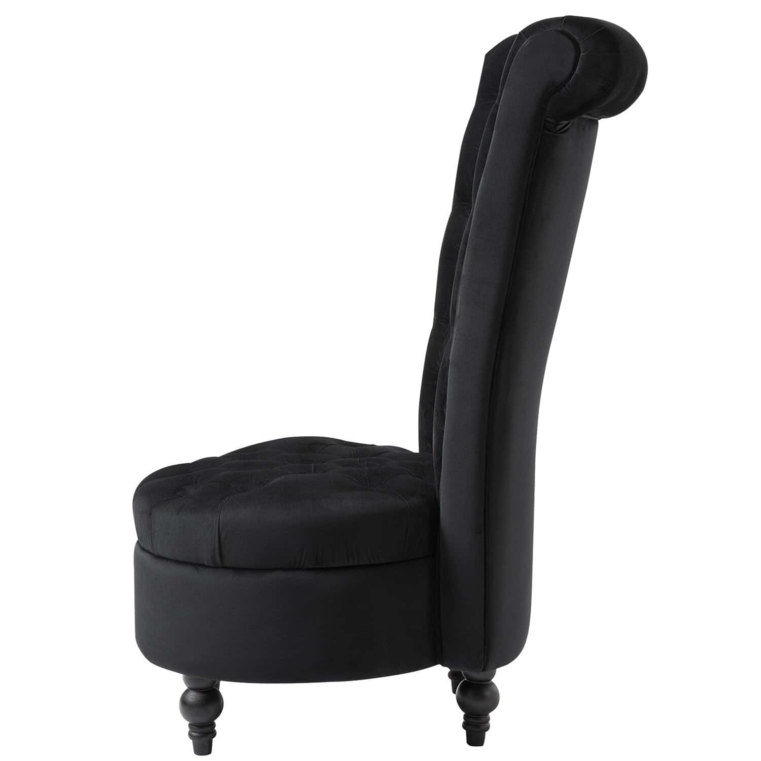 Black Tufted High Back Velvet Upholstered Accent Chair 2 Black Tufted High Back Velvet Upholstered Accent Chair - Image 2