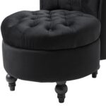 Black Tufted High Back Velvet Upholstered Accent Chair 9 Black Tufted High Back Velvet Upholstered Accent Chair