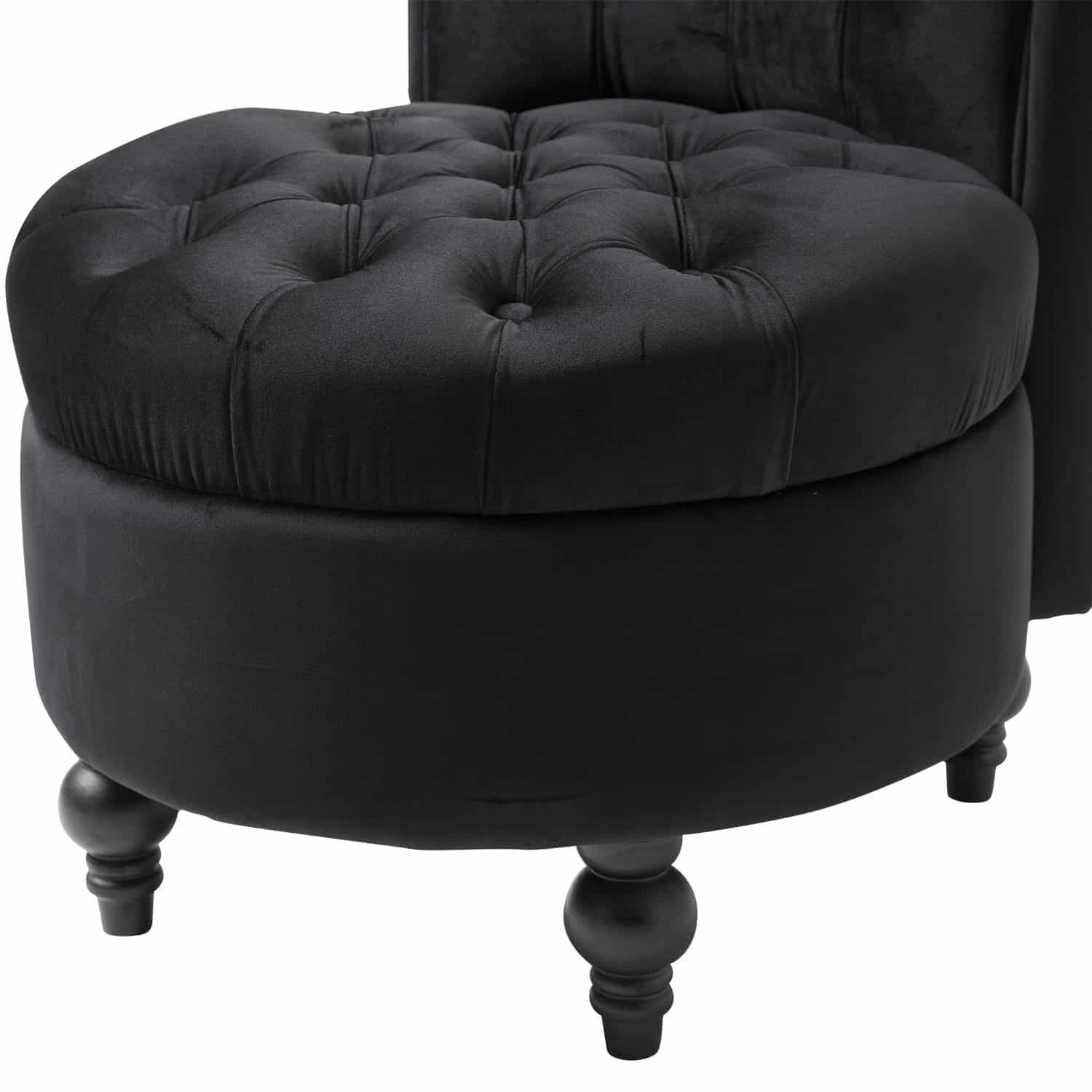 Black Tufted High Back Velvet Upholstered Accent Chair 4 Black Tufted High Back Velvet Upholstered Accent Chair - Image 4