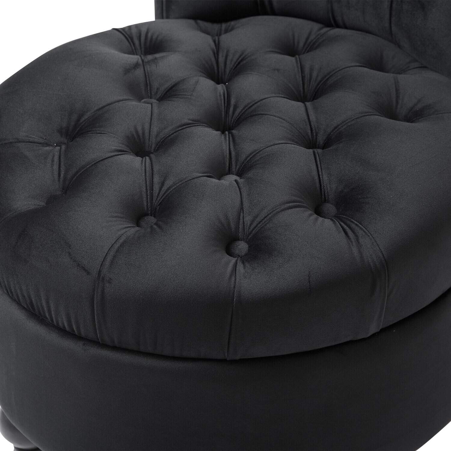 Black Tufted High Back Velvet Upholstered Accent Chair 5 Black Tufted High Back Velvet Upholstered Accent Chair - Image 5
