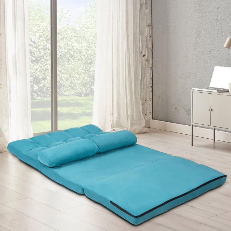 Teal Blue Foldable 5-Tilt Floor Sofa Bed with Pillows 3 Teal Blue Foldable 5-Tilt Floor Sofa Bed with Pillows - Image 3