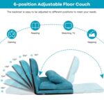 Teal Blue Foldable 5-Tilt Floor Sofa Bed with Pillows 10 Teal Blue Foldable 5-Tilt Floor Sofa Bed with Pillows