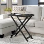 Folding Black Wood Finish TV Tray Side Table