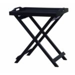 Folding Black Wood Finish TV Tray Side Table