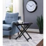 Folding Black Wood Finish TV Tray Side Table