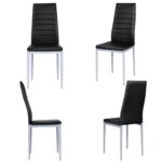 Modern High Back Black PVC Leather Dining Chairs with Metal Legs (Set of 4) 6 Modern High Back Black PVC Leather Dining Chairs with Metal Legs (Set of 4)