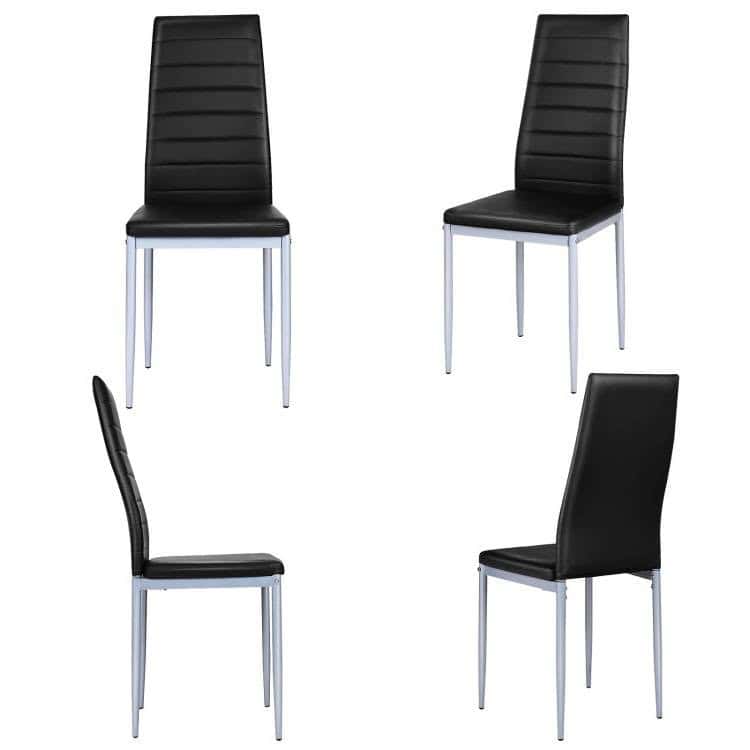 Modern High Back Black PVC Leather Dining Chairs with Metal Legs (Set of 4) 1 Modern High Back Black PVC Leather Dining Chairs with Metal Legs (Set of 4)