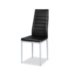 Modern High Back Black PVC Leather Dining Chairs with Metal Legs (Set of 4) 8 Modern High Back Black PVC Leather Dining Chairs with Metal Legs (Set of 4)