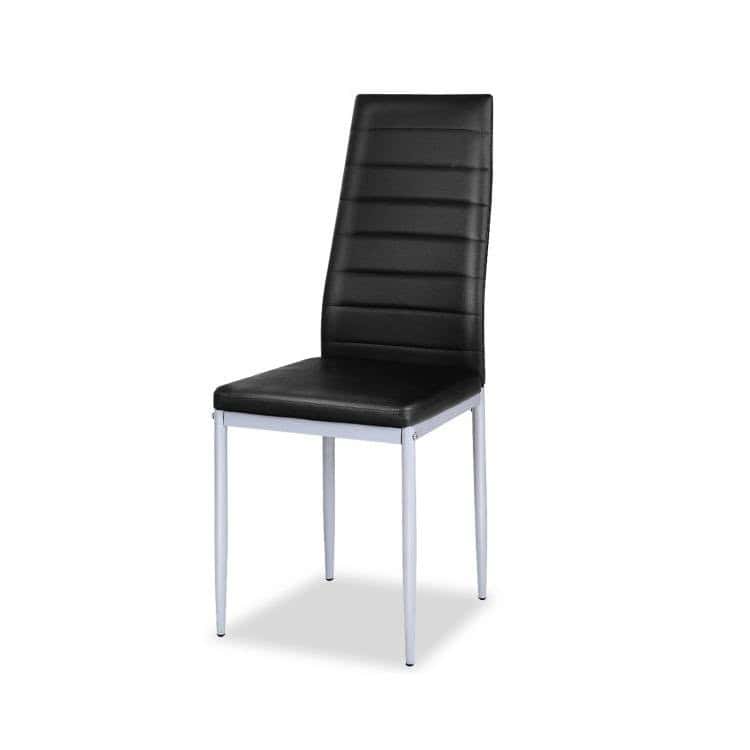Modern High Back Black PVC Leather Dining Chairs with Metal Legs (Set of 4) 3 Modern High Back Black PVC Leather Dining Chairs with Metal Legs (Set of 4) - Image 3
