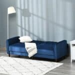 Mid-Century Modern Blue Velvet Futon Sleeper Sofa Bed 8 Mid-Century Modern Blue Velvet Futon Sleeper Sofa Bed