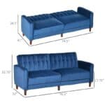 Mid-Century Modern Blue Velvet Futon Sleeper Sofa Bed 10 Mid-Century Modern Blue Velvet Futon Sleeper Sofa Bed