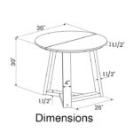 36 Inch Round Solid Wood Dining Table in Blonde
