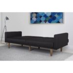 Mid-Century Modern Linen Sofa Bed with Wood Legs