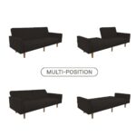 Mid-Century Modern Linen Sofa Bed with Wood Legs