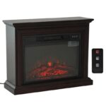 Dark Brown 31 Inch Electric Fireplace Heater with Remote Control