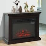 Dark Brown 31 Inch Electric Fireplace Heater with Remote Control