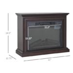 Dark Brown 31 Inch Electric Fireplace Heater with Remote Control