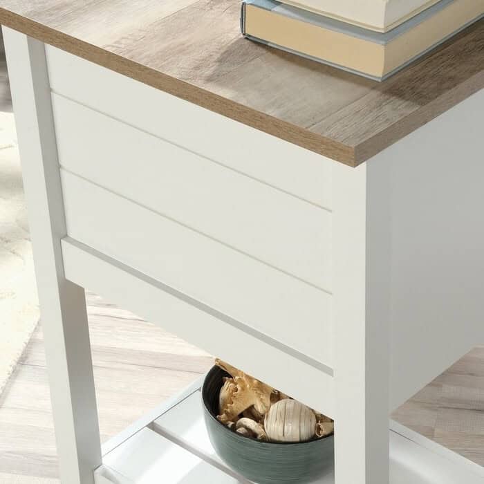 Farmhouse White Desk with Blue Oak Top and Drawers 4 Farmhouse White Desk with Blue Oak Top and Drawers - Image 4