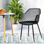 Mid-Century Modern Black Mesh Dining Chairs Ergonomic Backrest (Set of 4)