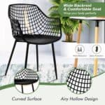 Mid-Century Modern Black Mesh Dining Chairs Ergonomic Backrest (Set of 4)