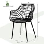 Mid-Century Modern Black Mesh Dining Chairs Ergonomic Backrest (Set of 4)