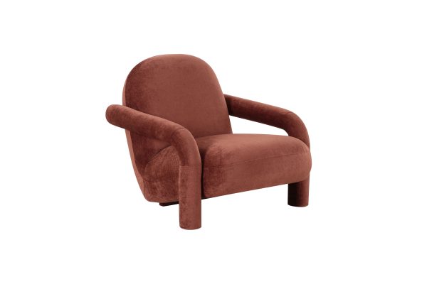 BLUME Copper Fabric Foam Filled Solid Wood Lounge Chair 2