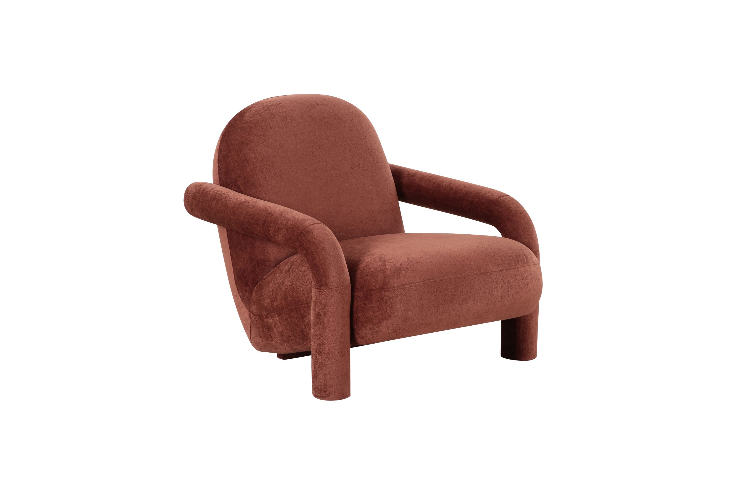 BLUME Copper Fabric Foam Filled Solid Wood Lounge Chair 1 BLUME Copper Fabric Foam Filled Solid Wood Lounge Chair