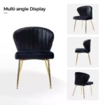 Black Velvet Wingback Side Chair with Gold Metal Legs 7 Black Velvet Wingback Side Chair with Gold Metal Legs